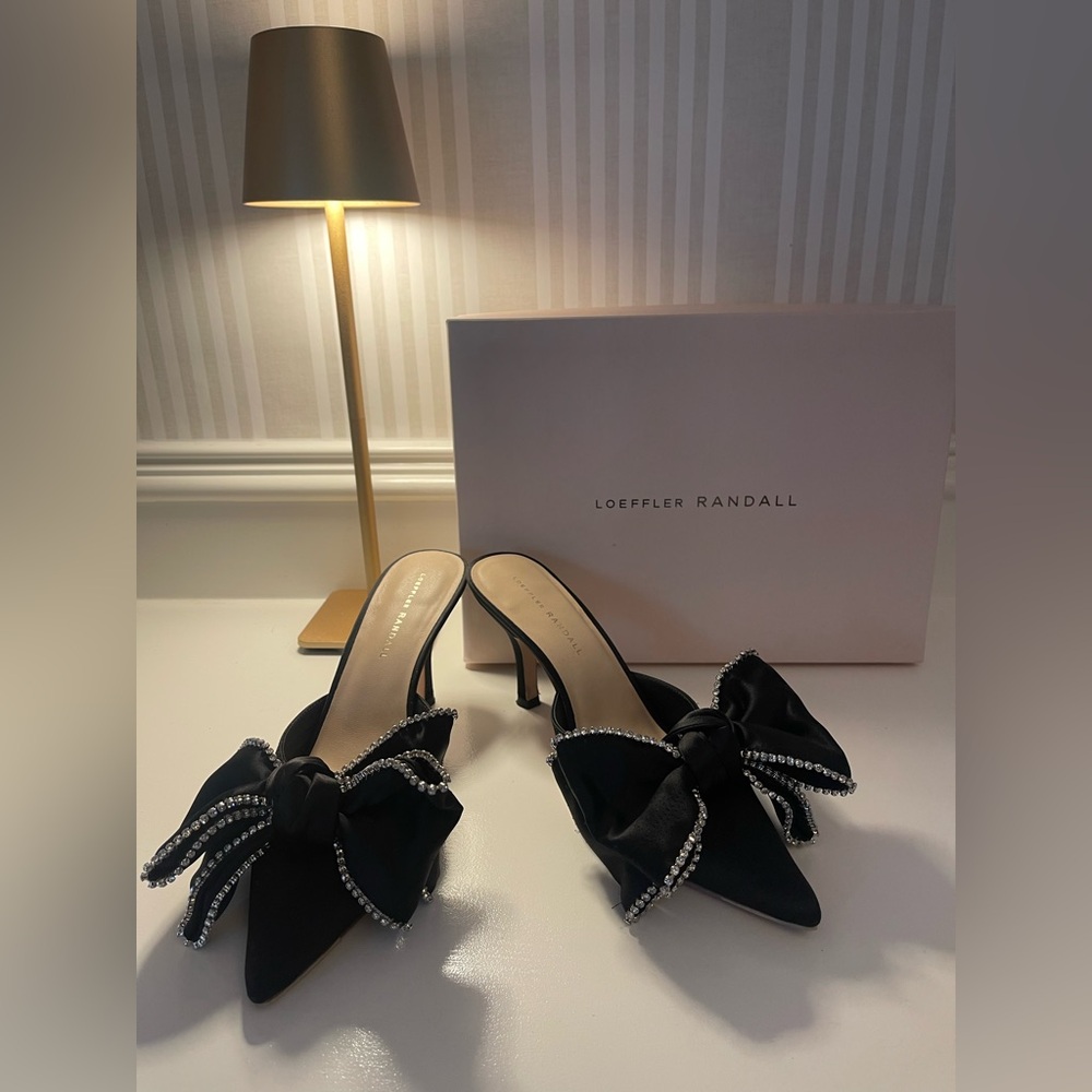 Loeffler Randall - Margot Black/Crystal Bow Mule - Size 8.5